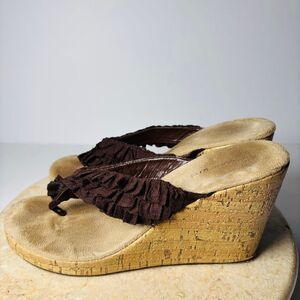 Women's Sz 8‎ Madden Girl Y2K Platform Cork Wedges Brown Vintage